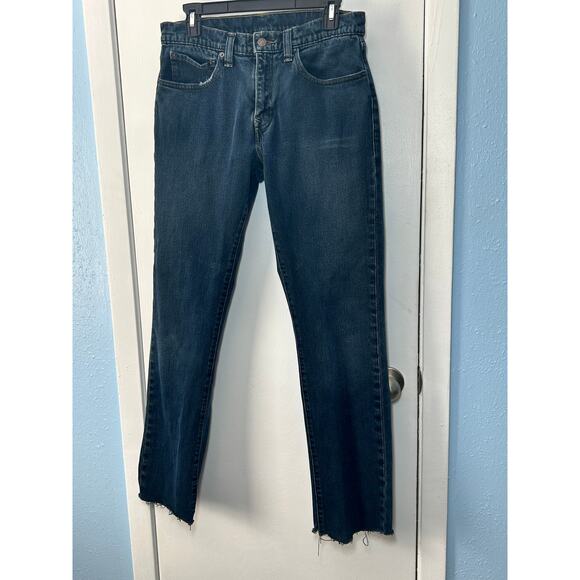 Vintage Levi's Premium Strummer Jeans 32x32 Slim Straight Grunge Raw Hem - Picture 1 of 10